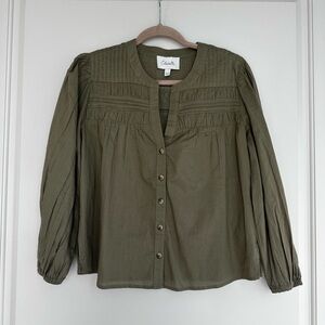 Cleobella River Cotton Blouse Olive XS